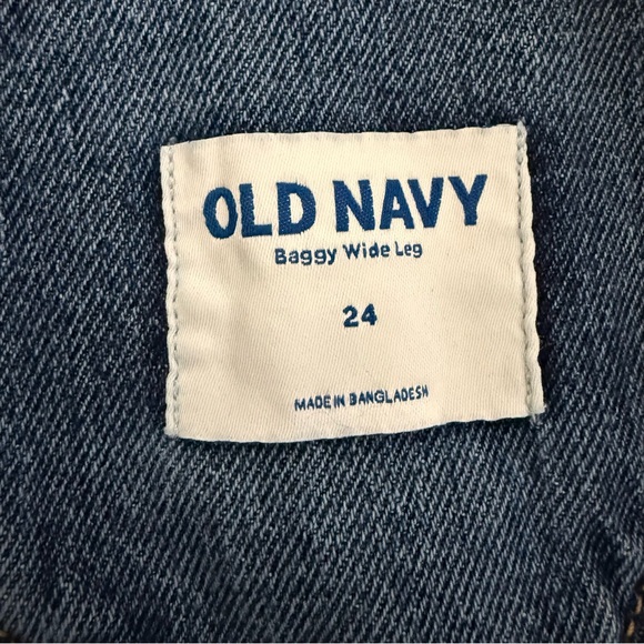 Old Navy Baggy Wide Leg Distressed Denim Bib Overalls Women’s Plus Size 24 Blue - Picture 7 of 9